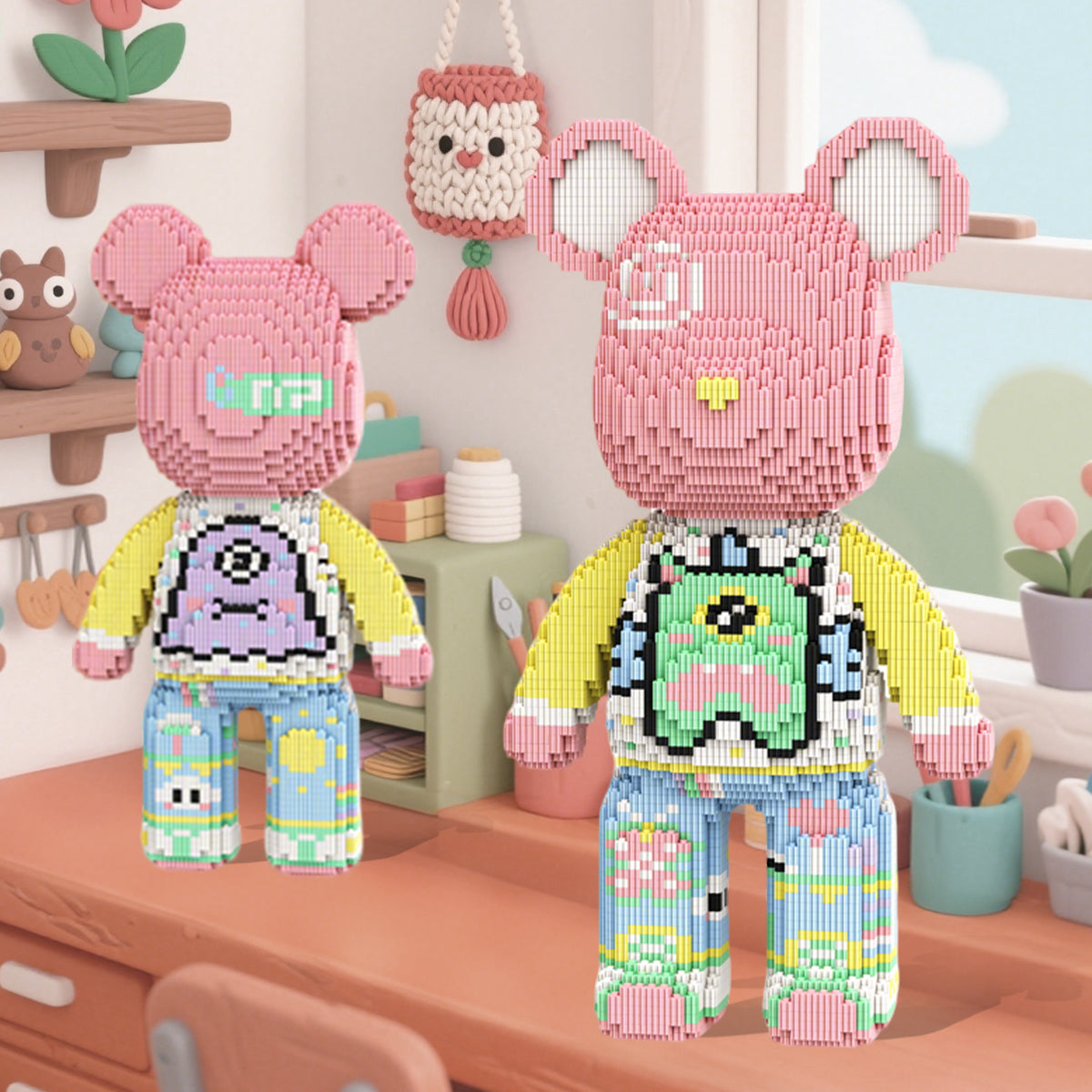 DAHONPA Cool Graffiti Monster Bear Micro Building Blocks Set (5700 PCS) – DIY Childlike Trendy Bear Figurine Toy for Kids & Adults