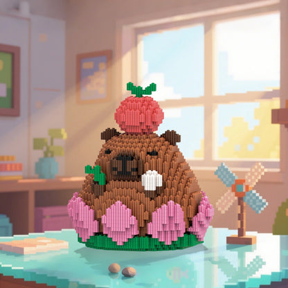 DAHONPA Animals Series Capybara Toy Micro Building Block Set, 2110 Pieces with Lotus base Design, Decoration Present for Adults & Boys & Girls