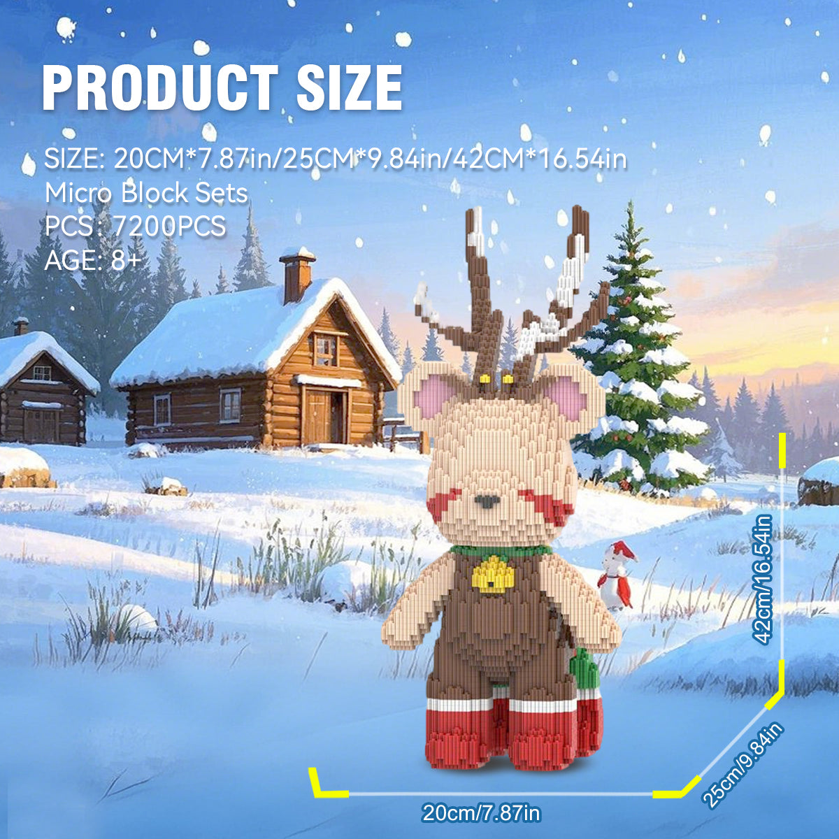 DAHONPA Christmas Reindeer Bear Micro Building Blocks Set (4800 PCS) – DIY Holiday Themed Trendy Bear Figurine Toy for Kids & Adults
