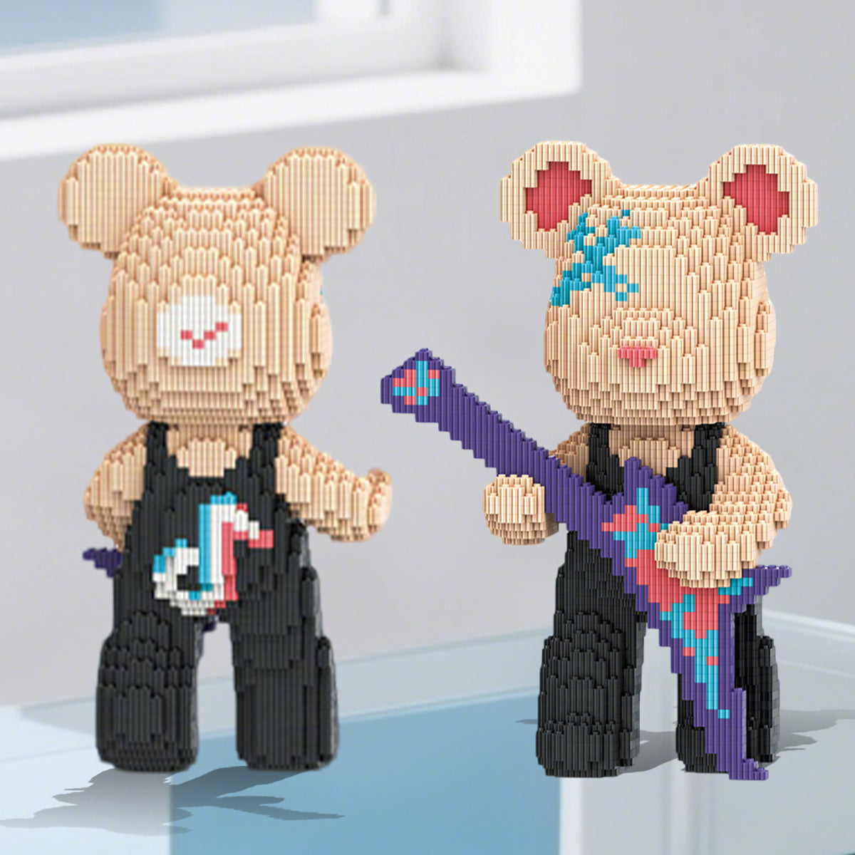 DAHONPA Animal Guitar Bearbrick Micro Building Blocks for Adults (3150 PCS), Bear Bricks Set Creative Home & Office Decor, Gift for Adults and Kids