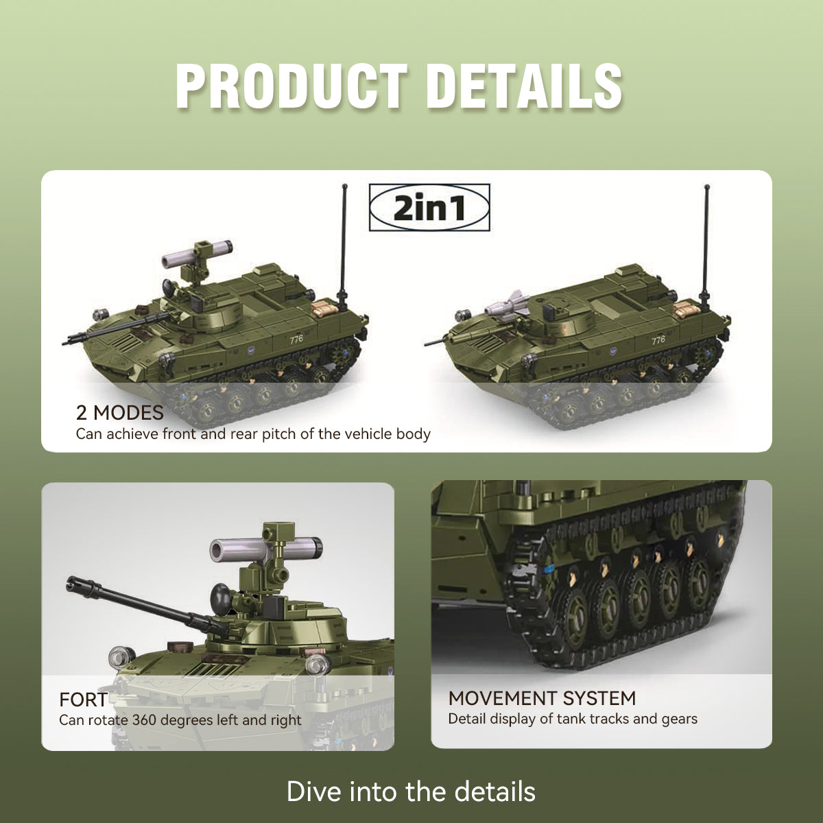 DAHONPA BMD-2 Military Tank Building Blocks Set | Armored Vehicle Kit
