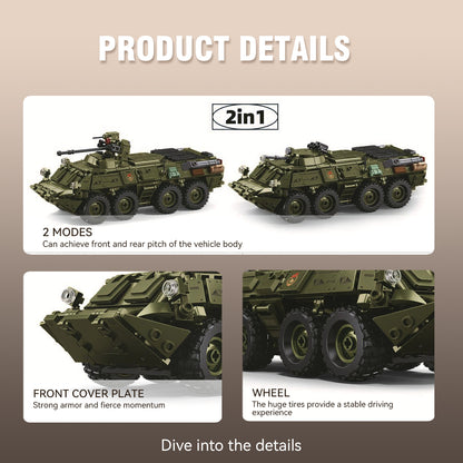 DAHONPA BTR-80AS Infantry Fighting Vehicle Building Blocks Set |2-in-1 Military Model Kit