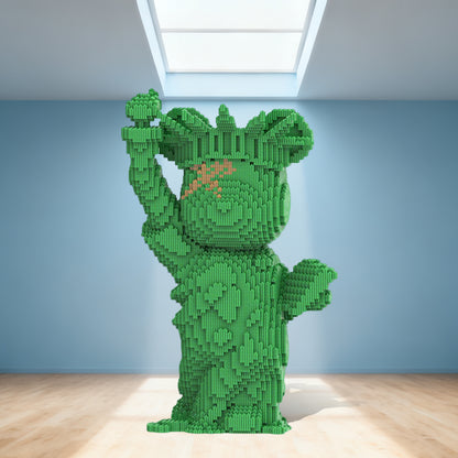 DAHONPA Classic Green Patina Liberty Bear Micro Building Blocks Set (6750 PCS) – DIY Retro Art Trendy Collectible Figurine for Kids & Adults
