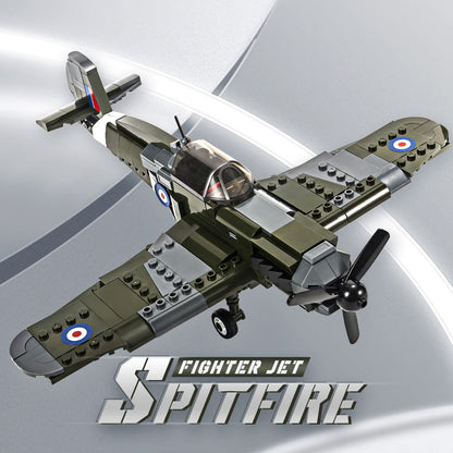 DAHONPA Military Series Spitfire Fighter Army Airplane Building Blocks Set with 290 Pieces