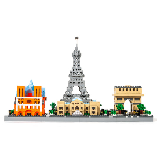 DAHONPA Paris Skyline Architecture Micro Building Blocks Set, 2462 Pieces with Eiffel Tower and The Louvre Building, City Line Collection Model, Gift for Kid and Adult