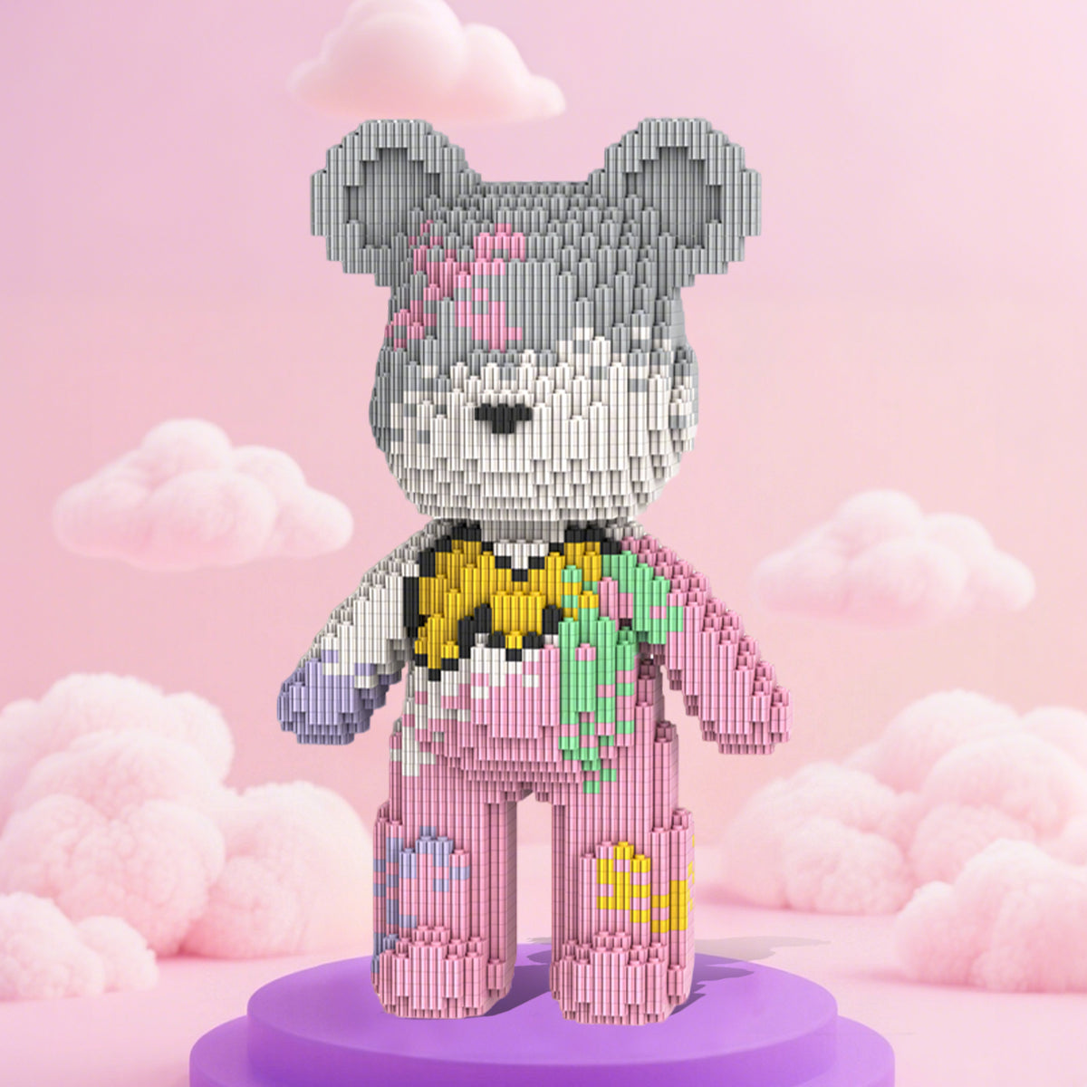 DAHONPA Spring Cherry Blossom Bear Micro Building Blocks Set (5750 PCS) – DIY Healing-style Trendy Bear Figurine Toy for Kids & Adults