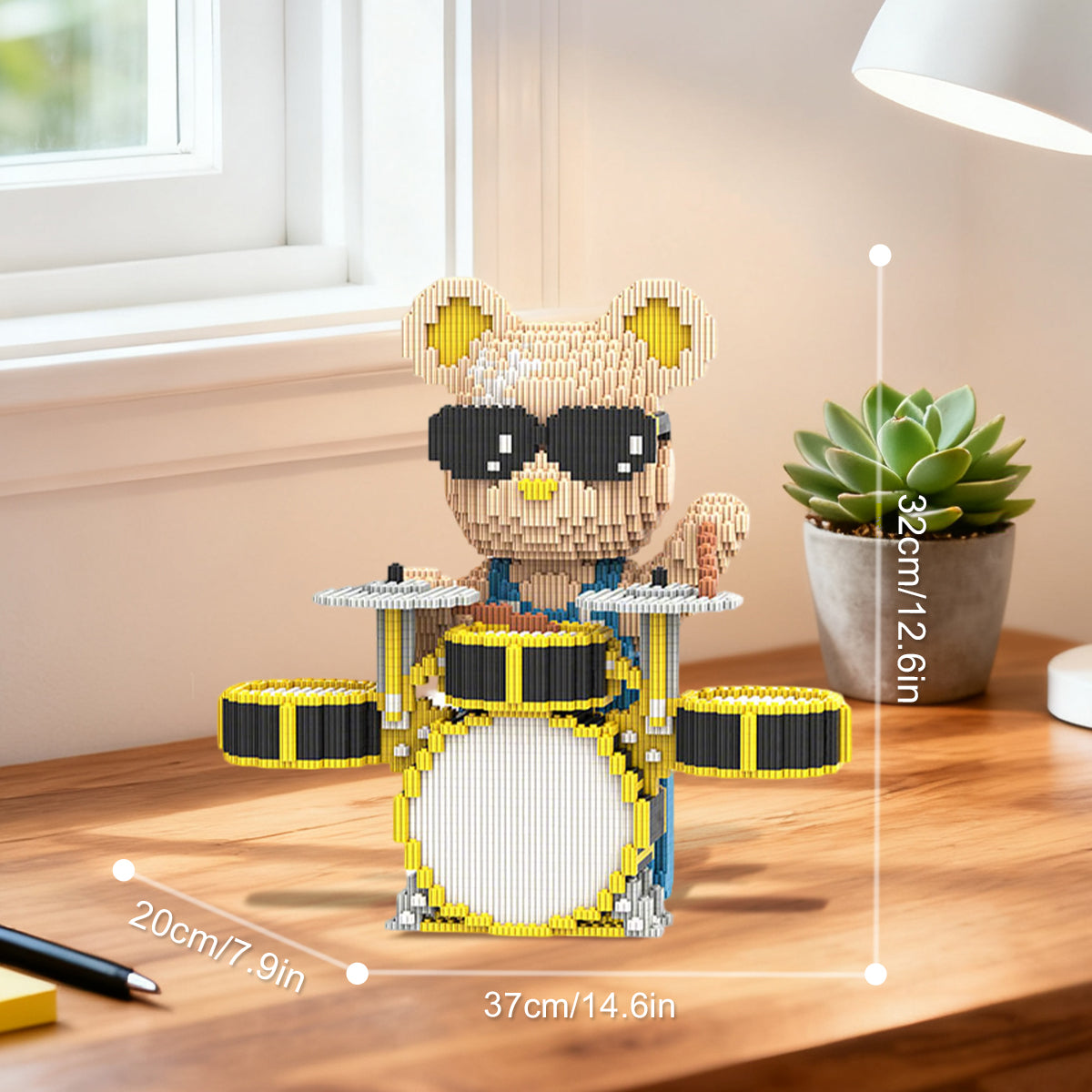 DAHONPA Drummer Bear Micro Building Blocks Set (6850 PCS) – DIY Music Bearbrick Toy for Kids & Adults