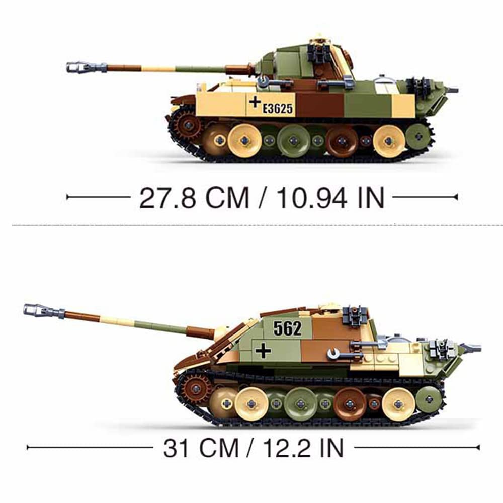 DAHONPA Panzer G 坦克陆军积木（725 件），二战军事历史收藏模型，带 3 个士兵人物，适合儿童和成人的玩具礼物。 