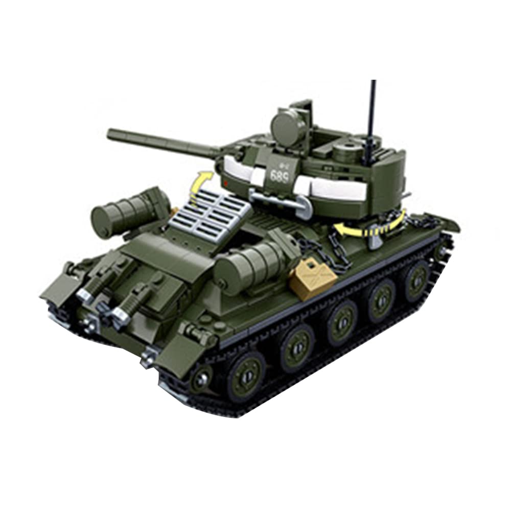DAHONPA T-34/85 坦克陆军积木（687 件），二战军事历史收藏模型，带 3 个士兵人物，儿童和成人玩具礼物。 