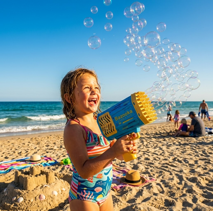 DAHONPA Bubble Gun Bazooka Automatic Bubble Blaster Toy – Rechargeable Lithium Battery Powered Bubble Machine with Bubble Solution for Kids Outdoor Party Fun