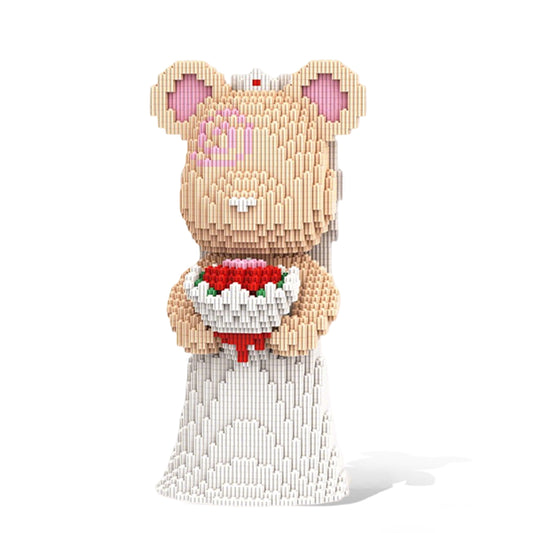 DAHONPA Wedding Bride Bear Micro Building Blocks Set (2950 Pieces), with Wedding Dress Design, Decoration Present, Toy Gift for Lovers Men & Women