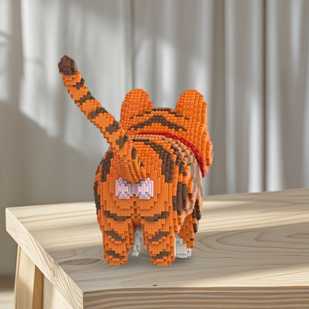 DAHONPA Animal Bell Orange Striped Cat Cute Micro Building Blocks Set（6665PCS）, Creative Home & Office Decor, Gift for Adults and Kids