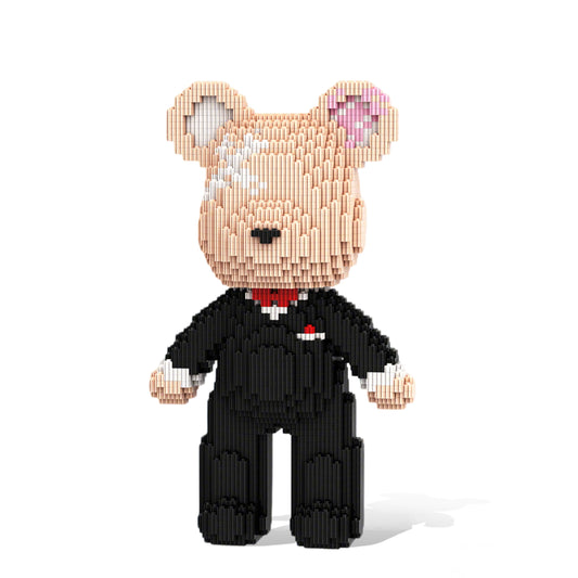 DAHONPA Bridegroom Bear Brick Micro Building Blocks Set (2350 Pieces), with Black Suit Design, Wedding Decoration Present for Lovers Men & Women