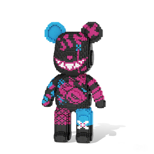 DAHONPA Dark Pink & Blue Graffiti Bear Micro Building Blocks Set (5450 PCS) – DIY Edgy Trendy Collectible Figurine Toy for Kids & Adults