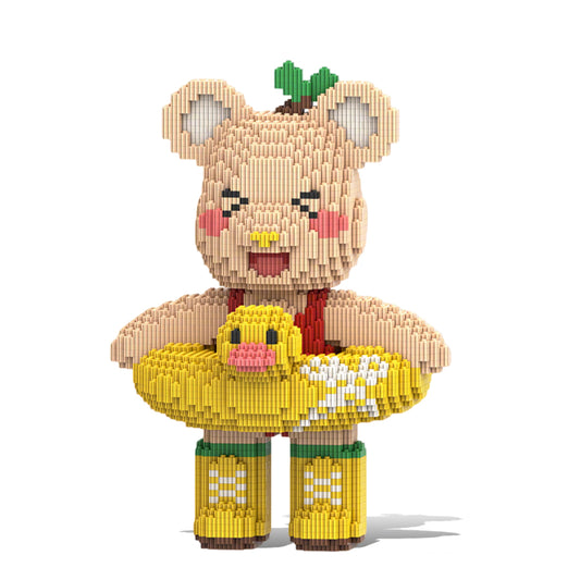 DAHONPA Swimming Ring Bear Brick Micro Building Blocks (4300 PCS), Bearbricks Set Creative Home & Office Decor, Gift for Adults and Kids