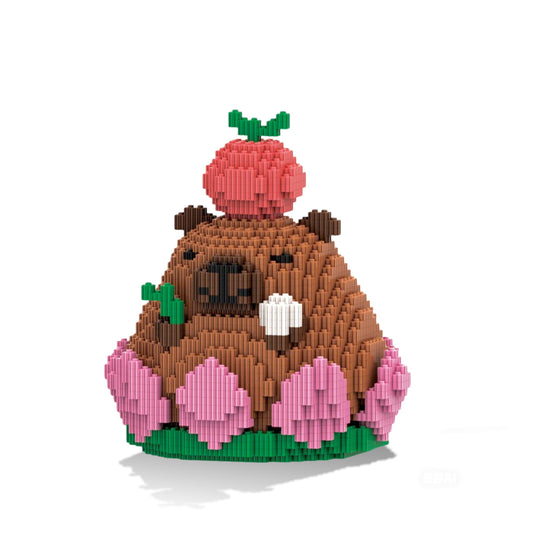 DAHONPA Animals Series Capybara Toy Micro Building Block Set, 2110 Pieces with Lotus base Design, Decoration Present for Adults & Boys & Girls