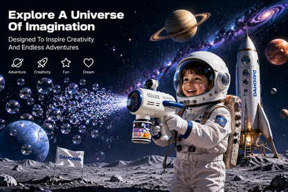 DAHONPA Astronaut Spaceship Bubble Gun - Automatic Bubble Maker Machine for Kids Summer Outdoor Play