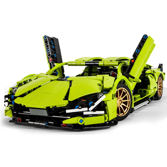 DAHONPA 绿色跑车 MOC 积木套件，1:14 比例跑车模型玩具（1268 件），成人和儿童礼物