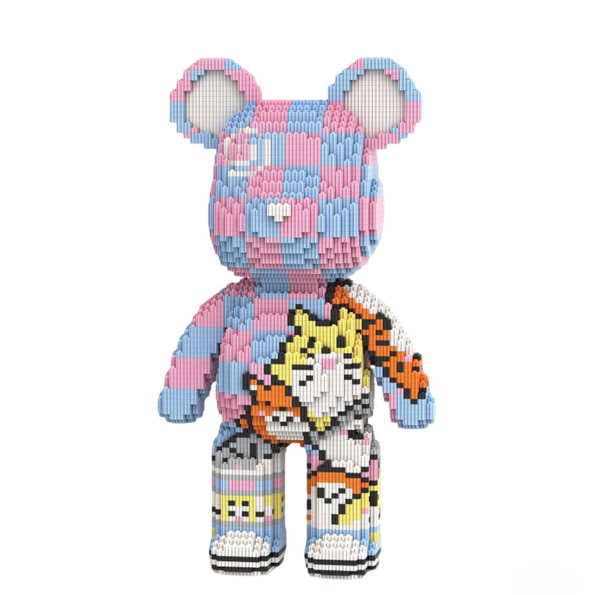 DAHONPA Pink Blue Checkerboard Cute Pet Bear Micro Building Blocks Set (5900 PCS) – DIY Energetic Trendy Collectible Figurine Toy for Kids & Adults