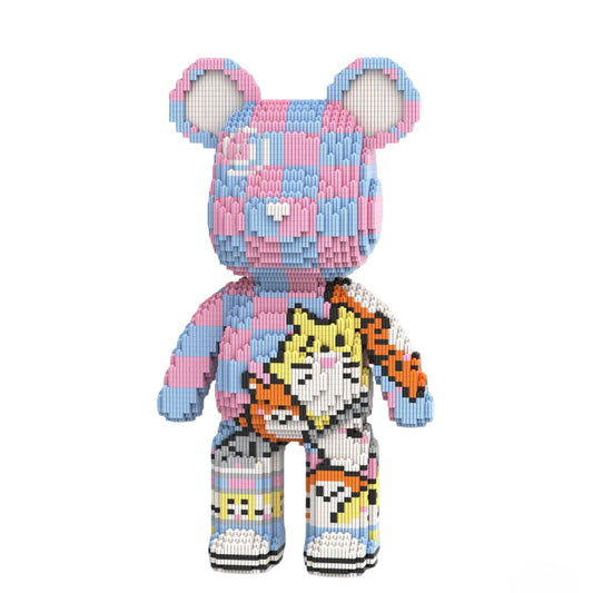DAHONPA Pink Blue Checkerboard Cute Pet Bear Micro Building Blocks Set (5900 PCS) – DIY Energetic Trendy Collectible Figurine Toy for Kids & Adults