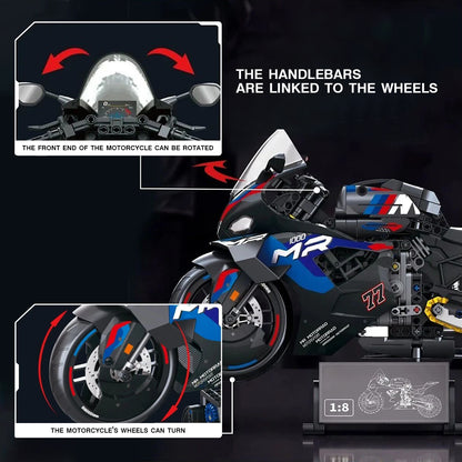 DAHONPA 1:8 Scale Racing Motorcycle Building Block Set, 655 Pieces Advanced Model Kit for Adults & Collectors