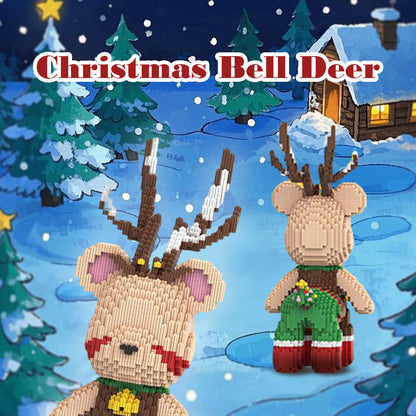 DAHONPA Christmas Reindeer Bear Micro Building Blocks Set (4800 PCS) – DIY Holiday Themed Trendy Bear Figurine Toy for Kids & Adults