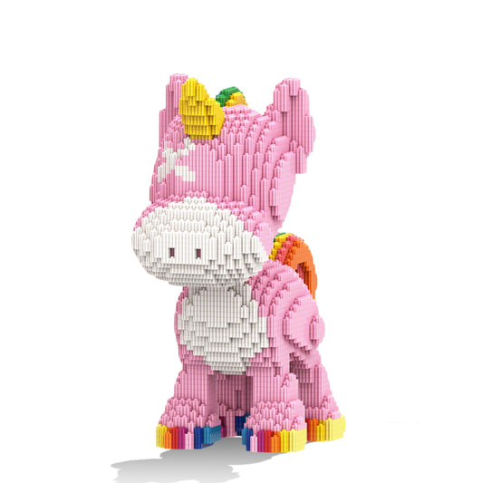 DAHONPA Animal Series Rainbow Pink Donkey Toy Building Block Set, 4460 Pieces Micro Brick Sets, Model Decorate Gift for Boys & Girls