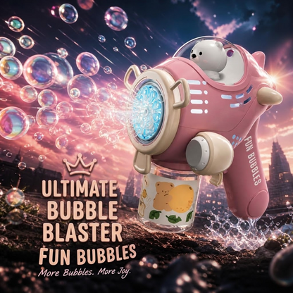 DAHONPA Astronaut Bear Bubble Gun - Portable Pink Space-Themed Toy for Kids, Electric Bubble Maker with Light & Sound for Outdoor Play, Fun Birthday Gift