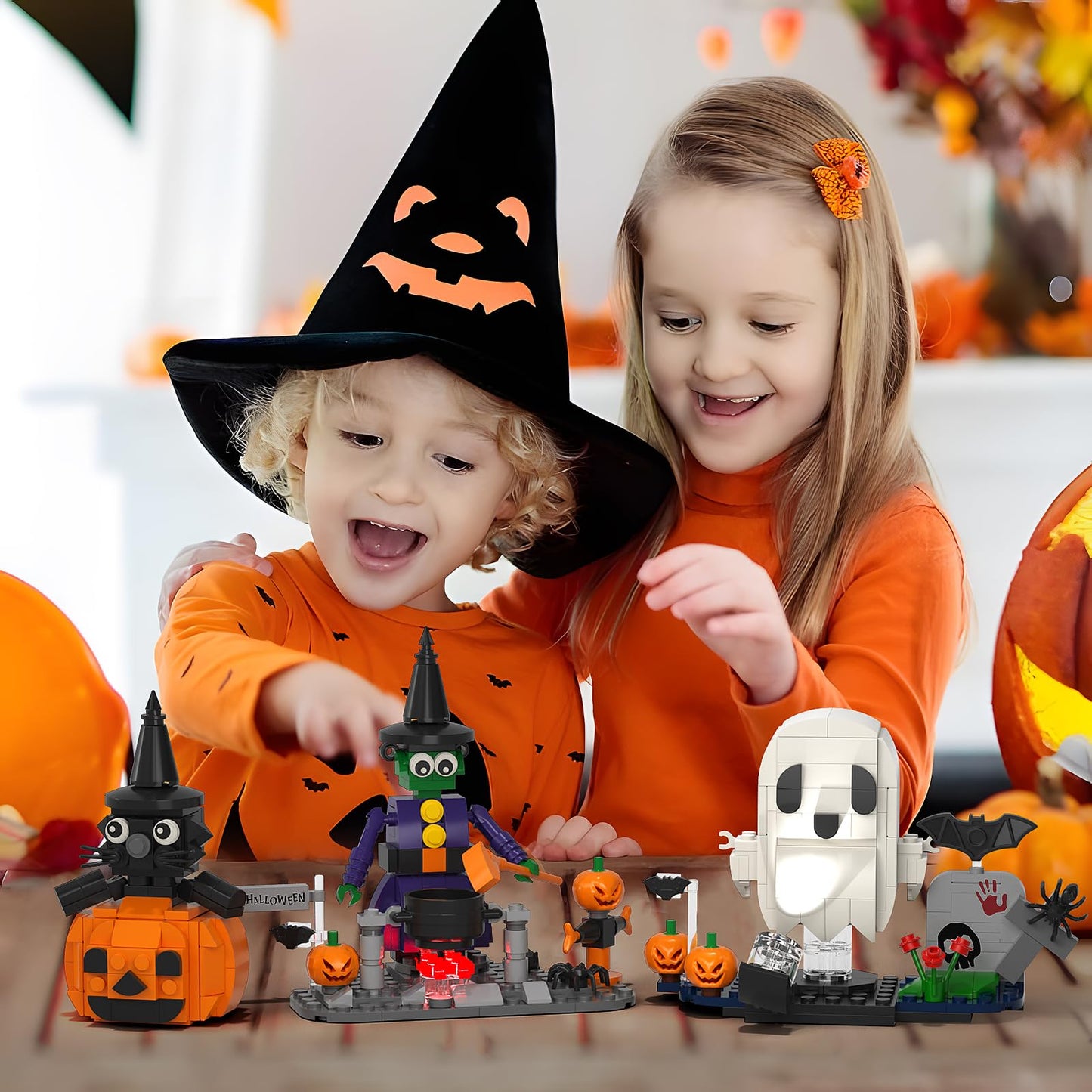 DAHONPA Halloween Ghosts Witch Pumpkin Building Blocks Set Toys with 473 Pieces