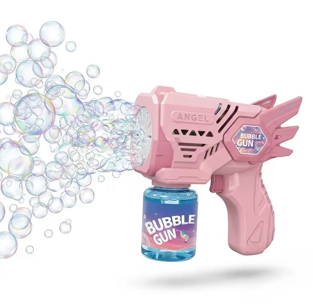 Automatic Angel-Wing Bubble Blaster – Rechargeable Bubble Machine with LED Lights