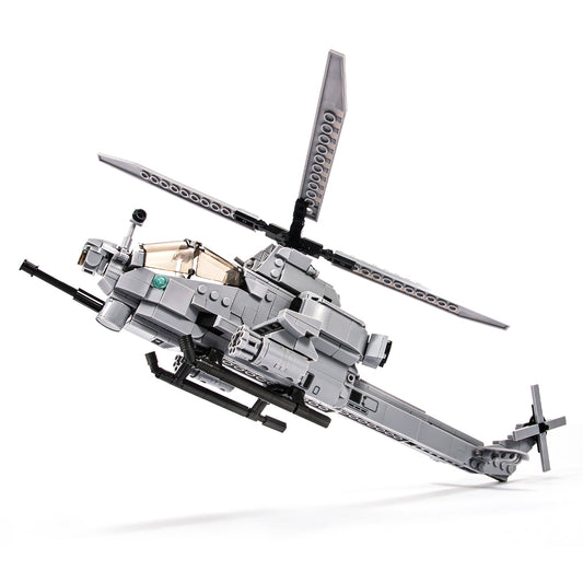 DAHONPA AH-1Z 直升机军用飞机积木套装，含 1 个人物，482 块空军积木玩具，送给儿童和成人的礼物。 