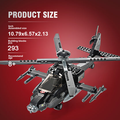 DAHONPA Military Series AH-64 Apache Helicopter Building Blocks Set with 293 Pieces