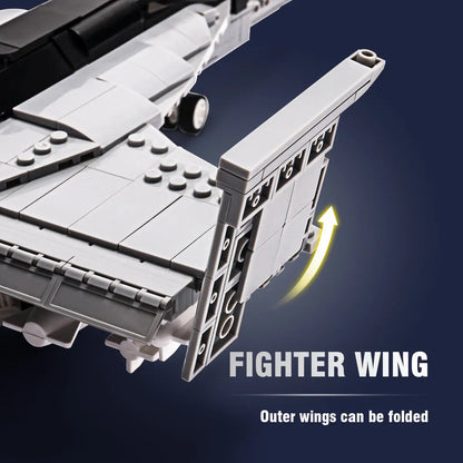 Adjustable folding wing mechanism showing the foldable outer wings of the DAHONPA FA18E Building Blocks model