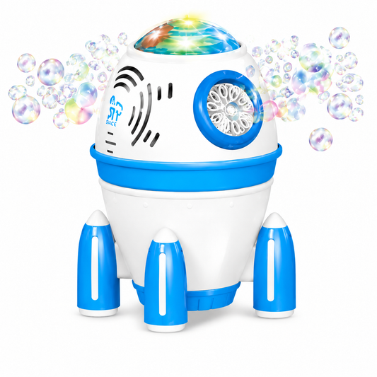 Dahonpa Space Rocket Bubble Machine for Kids – Handheld Electric Bubble Toy with Automatic Bubble Blower, Colorful Light Effects, Safe Plastic, Indoor & Outdoor Fun