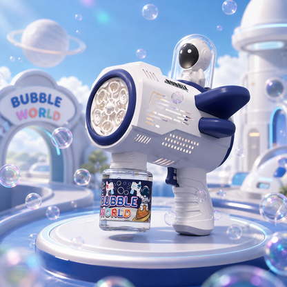 DAHONPA Space Explorer Automatic Bubble Blaster Gun - Astronaut Theme Toy for Kids with Multi-Hole Nozzle, Leak-Proof Design - Perfect for Summer Outdoor Play