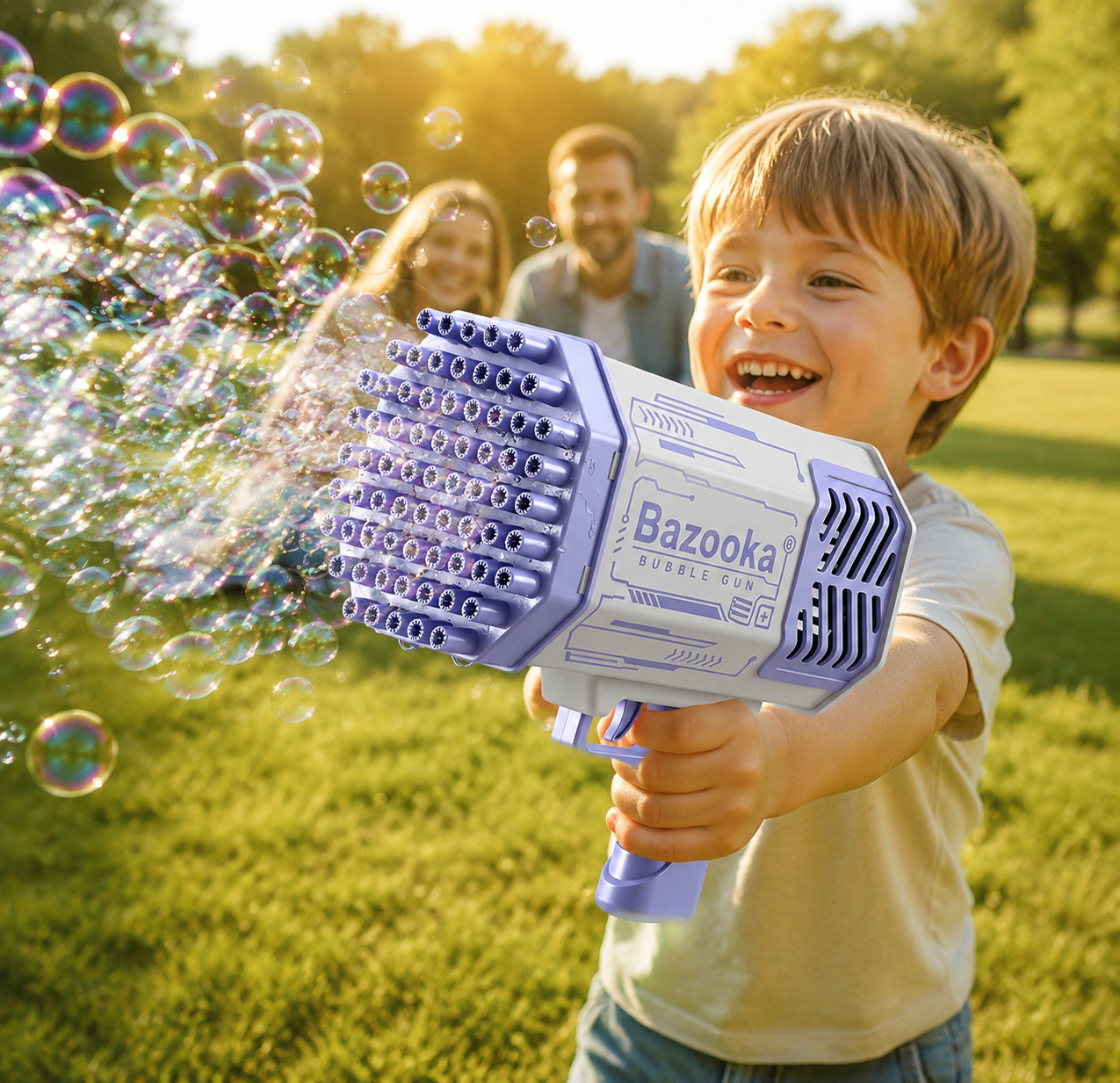 DAHONPA Electric Bazooka Bubble Blower for Kids – Rechargeable Bubble Machine Toy with Bubble Solution Included