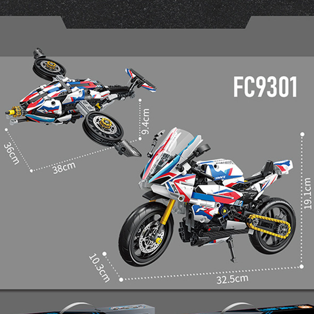 DAHONPA 2 in-1 Transform Motorbike Building Blocks Set, with 521 PCS Moto & Fighter Transform