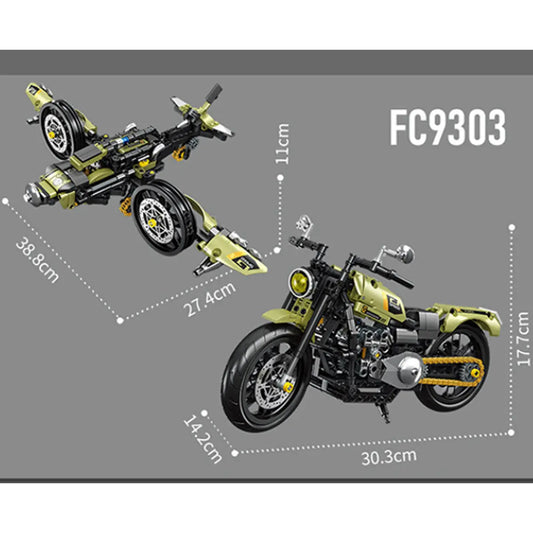 DAHONPA 2 in-1 Transform Motorbike Building Blocks Set, with 479 PCS Moto & Fighter Transform DAHONPA