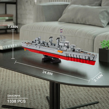 DAHONPA 1338-piece Fletcher Class Destroyer building blocks dimensions and proportions layout