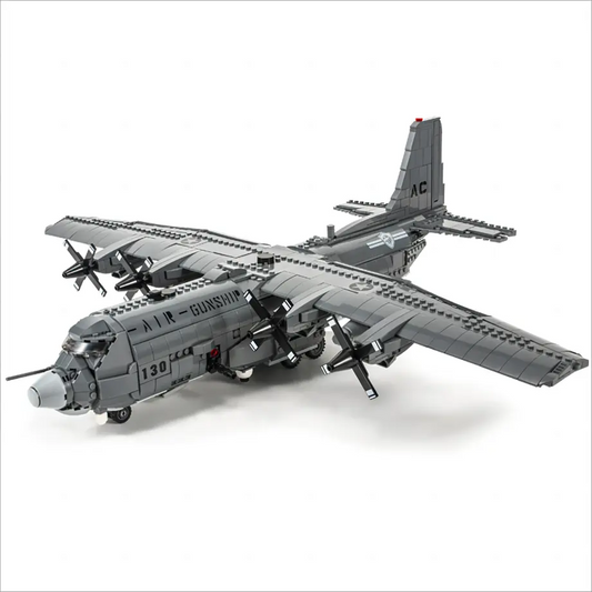 DAHONPA AC130 Aerial Gunboat heavy tactical airplane model fully built from premium Building Blocks pieces on a clean white background