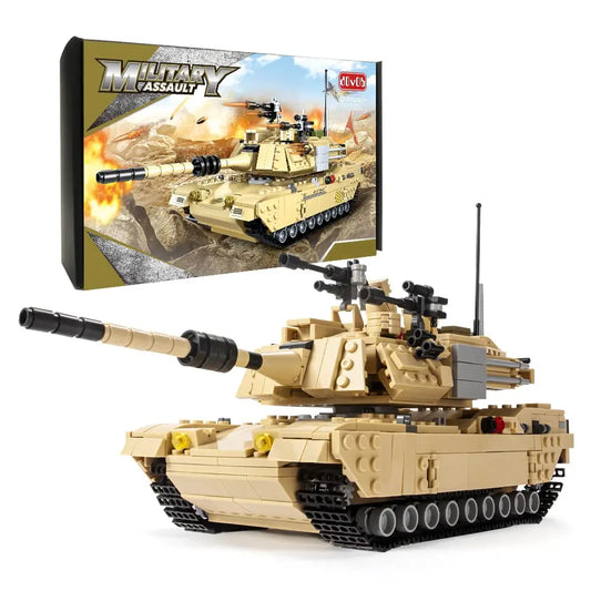 DAHONPA M1A2 Abrams military battle tank model building blocks set with retail packaging box