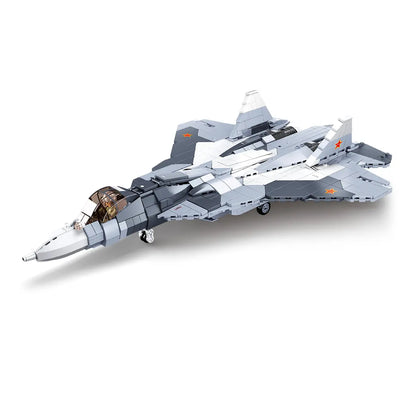 DAHONPA Su57 Felon stealth fighter jet model fully assembled using premium Building Blocks on a clean white background