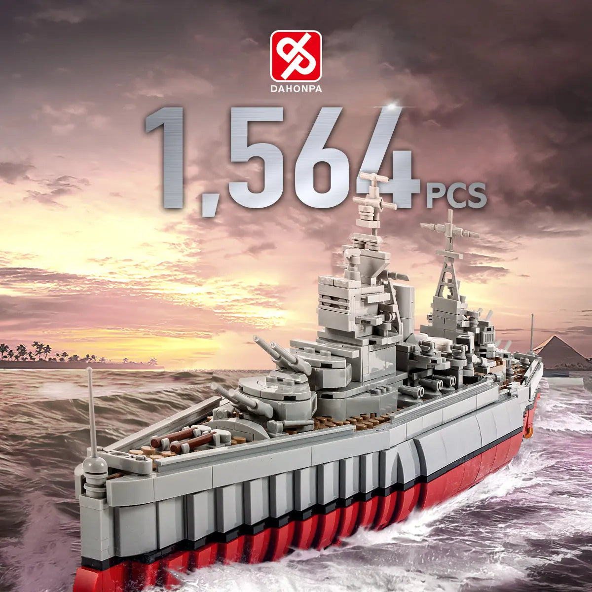 DAHONPA historical Queen Elizabeth Class warship building blocks set featuring 1564 premium pieces