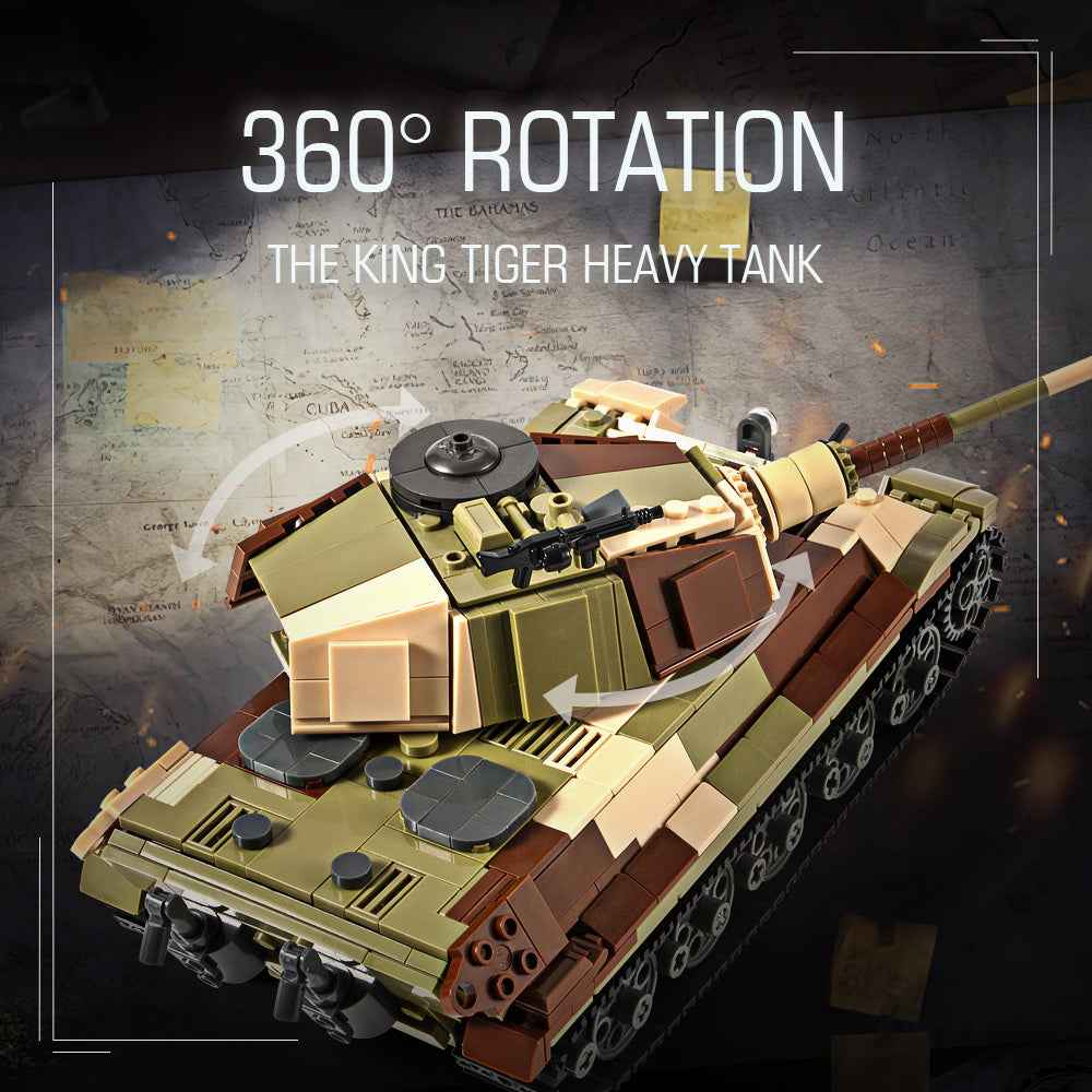 DAHONPA historical heavy tank building blocks model demonstrating the interactive 360 degree rotatable turret mechanism