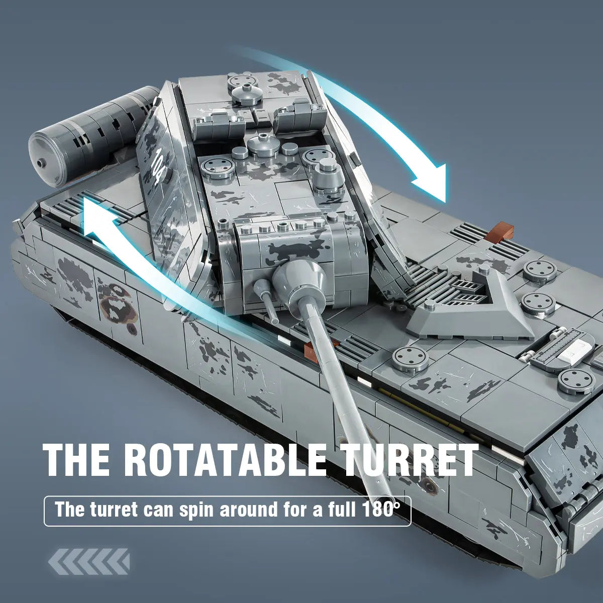 DAHONPA historical military tank building blocks demonstrating the interactive 360 degree rotatable turret feature