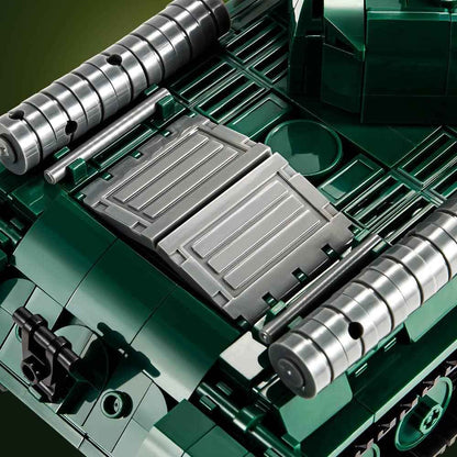 Detailed engineering closeup of the rear deck armor and structural components on the DAHONPA tank building blocks model
