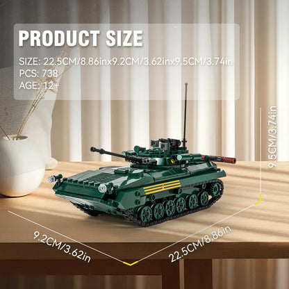 Dimensions and details for BMP building block set 738 pieces size 22.5cm by 9.2cm
