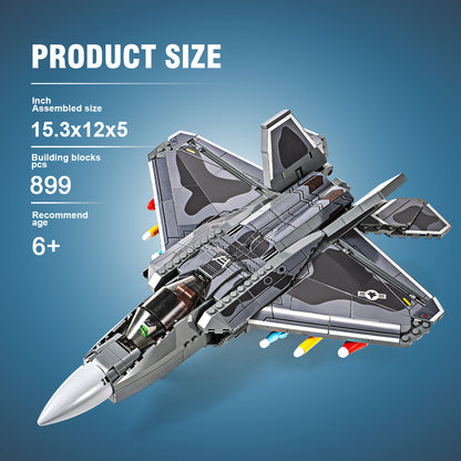 DAHONPA Military Series F-22 Raptor Fighter Army Airplane Building Blocks Set with 899 Pieces