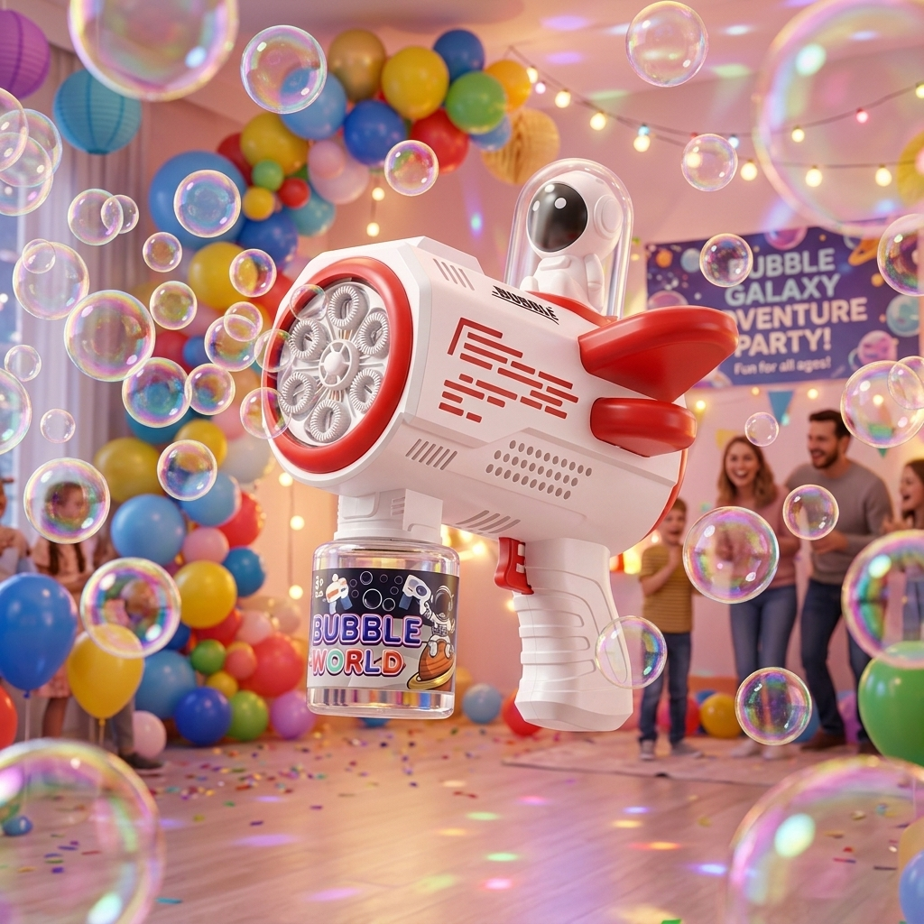 DAHONPA Automatic Astronaut Bubble Gun with LED Lights – Space-Themed Bubble Machine for Kids, Leak-Proof & Easy to Use