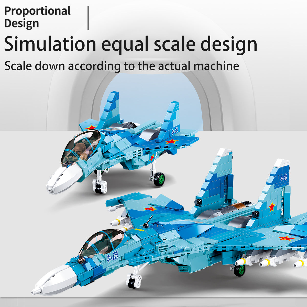 DAHONPA Su-27 侧卫战斗机积木套装军事陆军飞机空军大楼积木模型玩具（1040 件）